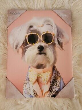 🆕️🖼Maltese In Sunglasses Glam Canvas Painting, 12" x 16"